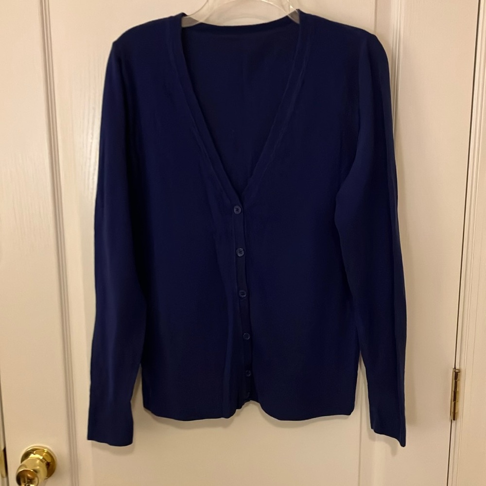 Cotton royal blue cardigan sweater, size 16